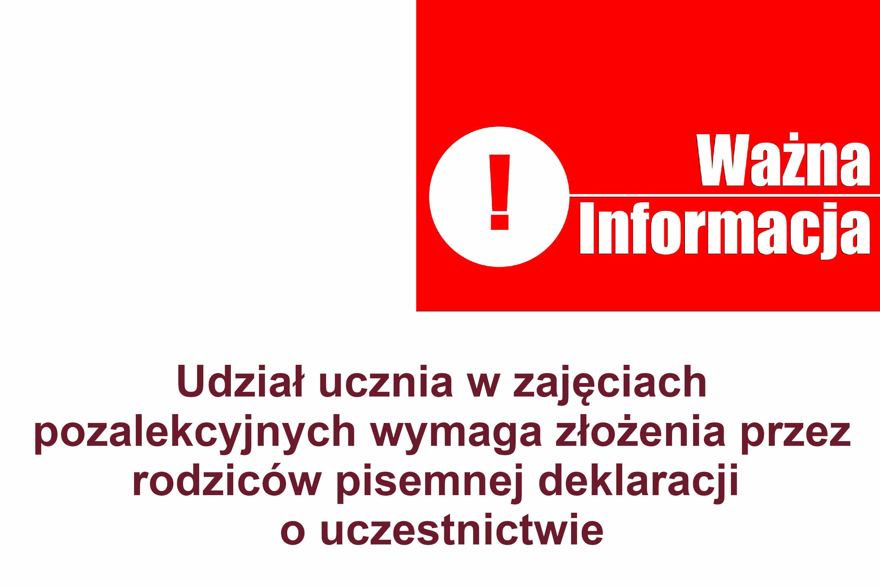 Udział ucznia w zajęciach pozalekcyjnych