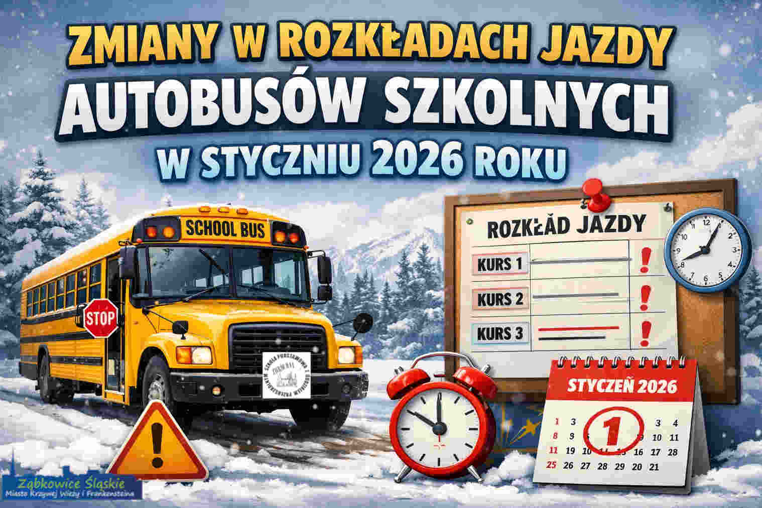 Zmiany w rozkładach jazdy autobusów szkolnych styczeń 2026